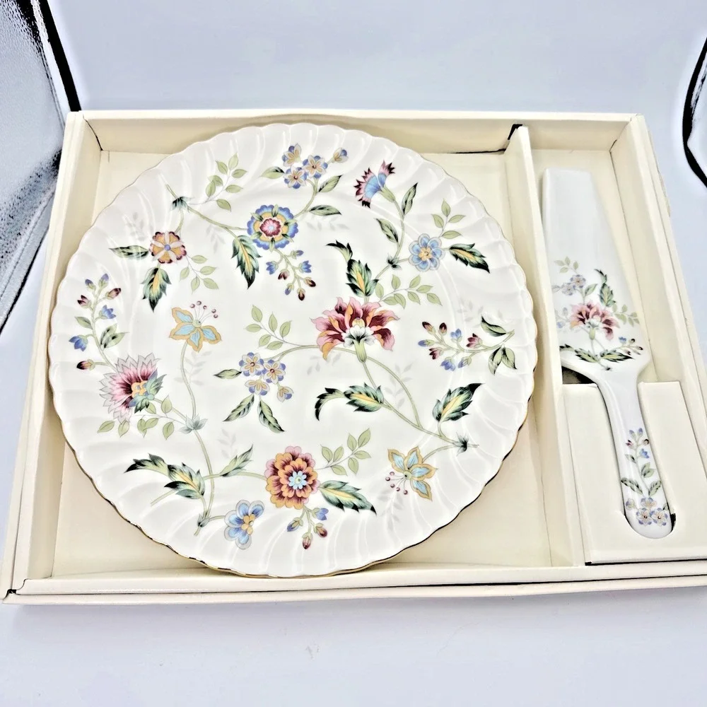 Vintage‎ BUCKINGHAM Floral Round Cake Plate And Server Andrea By Sadek Japan
